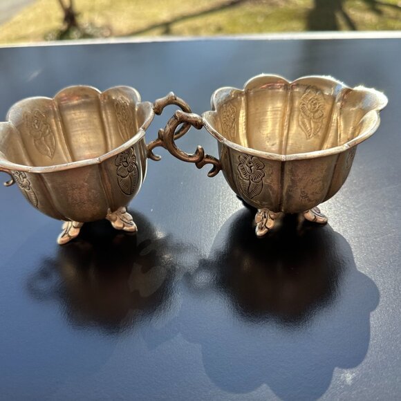 #7766 VINTAGE SILVER CREAM & SUGAR - Picture 4 of 7